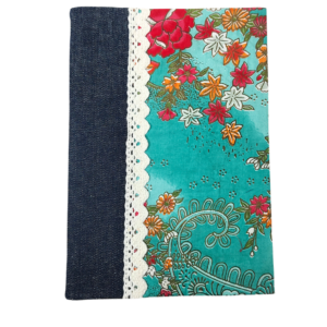 Laced Denim Printed Fabric Upcycled Diary